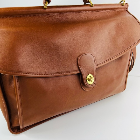 Coach British Tan 5266 Vintage Beekman Leather Brass Messenger Briefcase - Picture 9 of 13
